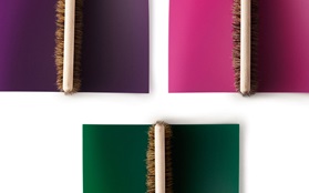 Dustpan pink purple green detail closeup